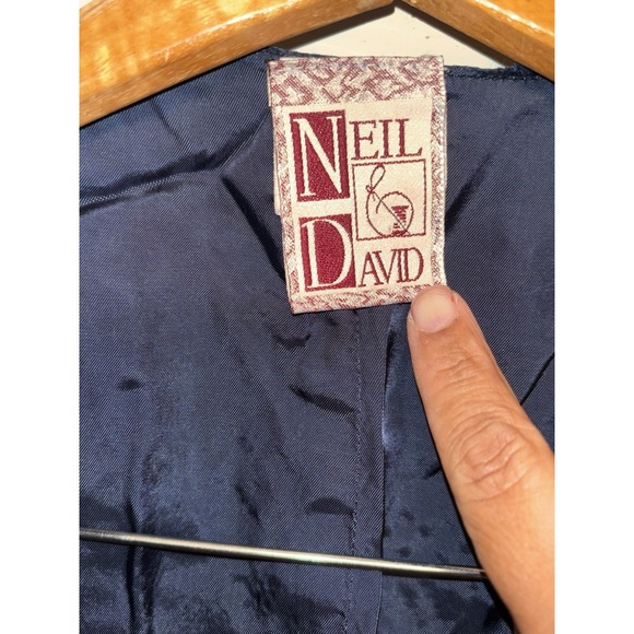 Vintage  90s Vest Womens White  Blue Crochet Neal &‎ David One Size - Picture 6 of 9